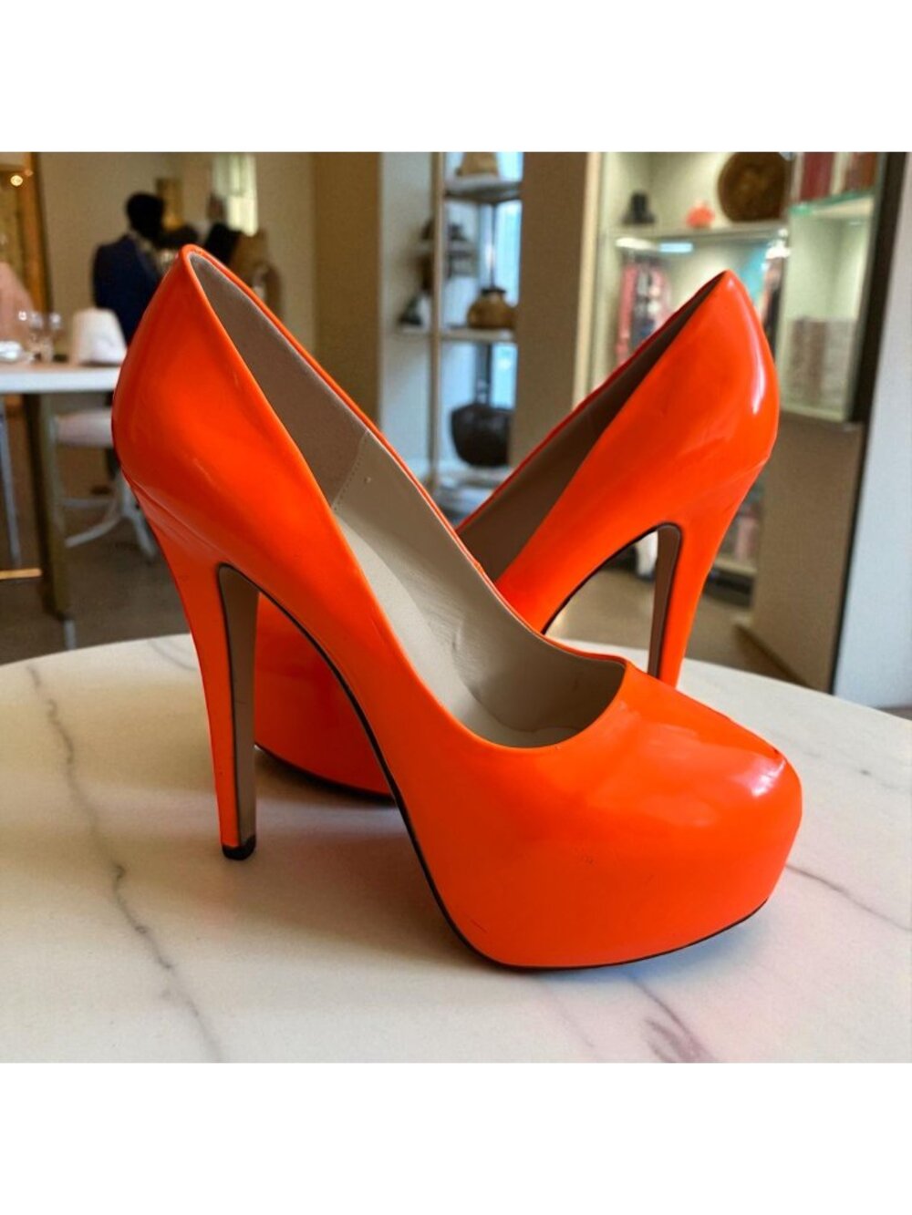 LAS LOSLANDIEN Orange Platform Heels Size 39 / US 9